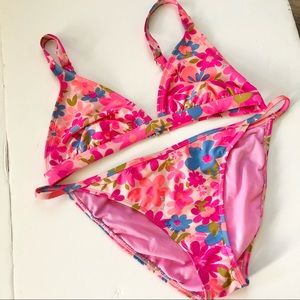 Tracy Feith Pink Floral Bikini XL Swimsuit